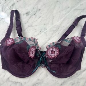 Panache Romany Purple Floral Lace Underwired Bra 34E UK